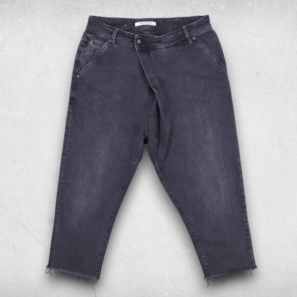 Won Hundred Lindy Jeans Women 28 Black Wrap Front Baggy Cropped Streetwear OOAK - Picture 1 of 13